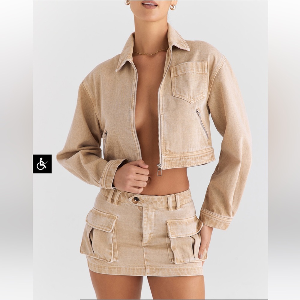 Mistress Rocks Camel Denim Cargo Skirt